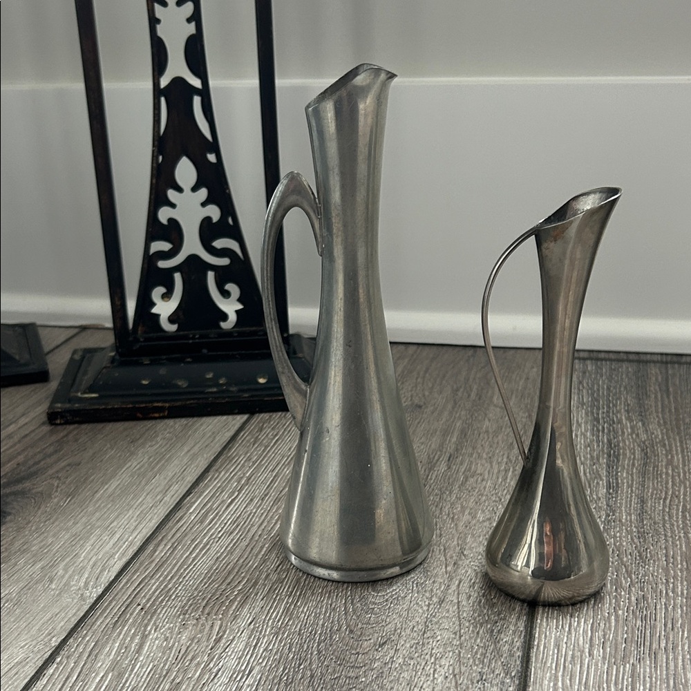 Elegant Vintage Pewter Vase Set